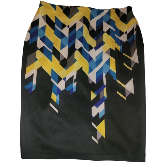 Bisou Bisou Colorful Geometric Patterned Skirt L - Picture 3 of 3